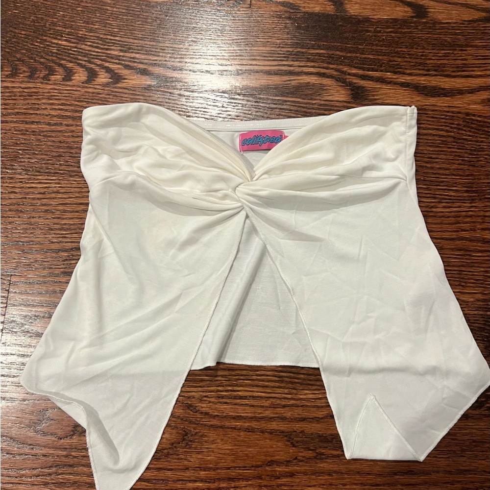 Edikted White Strapless Twist Top